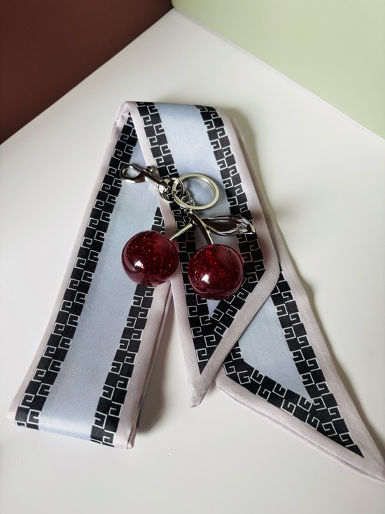 Accessories - PURSE CHARMS Red Glitter Cherry Keychain Charm, Scarf NWOT